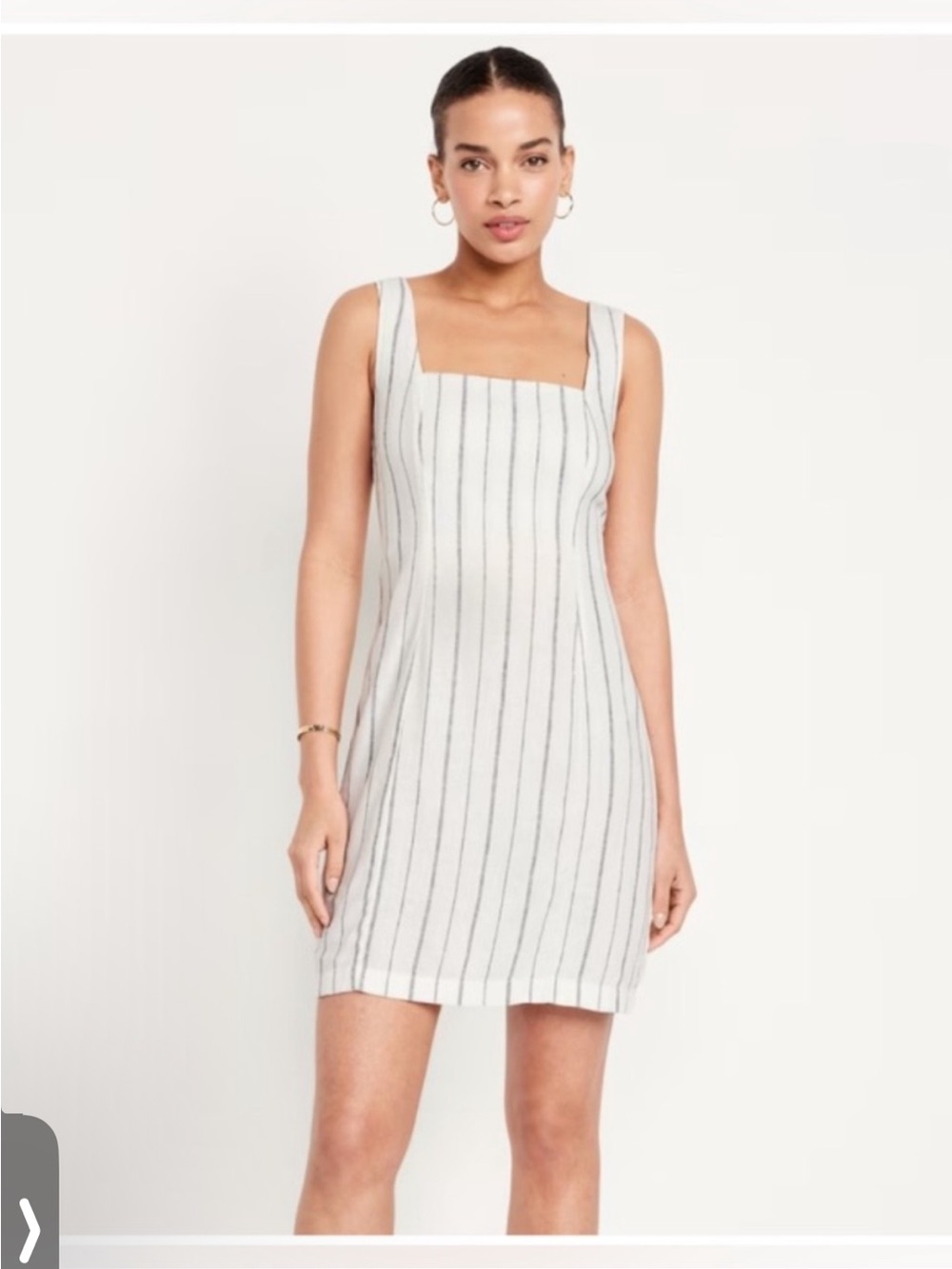Old Navy White linen mini Dress with Black Pinstripes size S